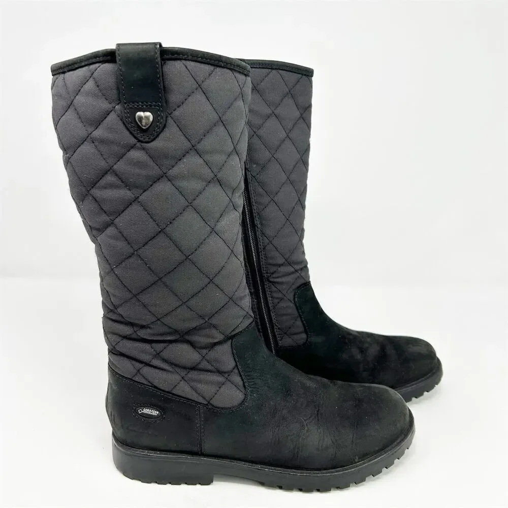 Clarks Boys or Girls Quilted Waterproof Snow Boots Black Size 2 Winter Casual